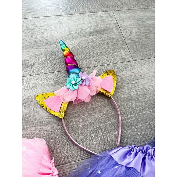 Unicorn Birthday Outfit Toddler Girl Costume Tutu Skirt Headband Party Halloween - Picture 6 of 7